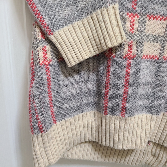 Lands End canvas 1963Vl vtg PLAID CARDIGAN SWEATER SIZE M cotton wool blend euc - Picture 12 of 15